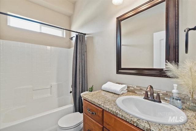 730 N Finsbury Way, Star, ID 83669 - full bathroom with vanity, shower / bath combo with shower curtain, and tasteful backsplash