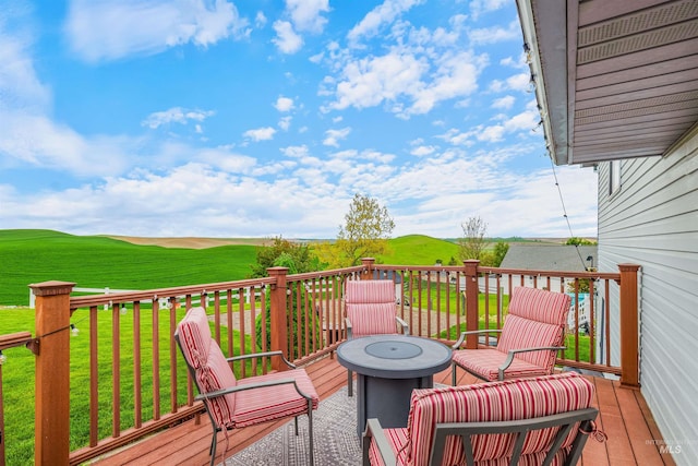 386 E Valleyview Ave, Genesee, ID 83832 - wooden deck featuring a fire pit and a lawn