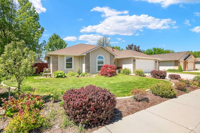 1177 N Lopez Ave, Eagle, ID 83616 - ranch-style house featuring an attached garage, driveway, and brick siding