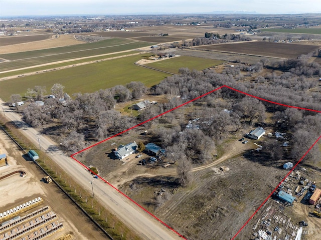 aerial view featuring a rural view