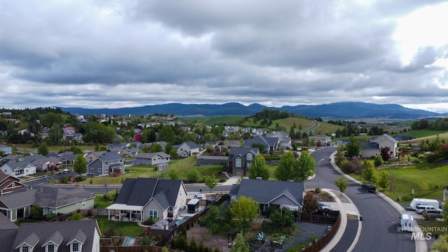 bird's eye view with a mountain view and a residential view
