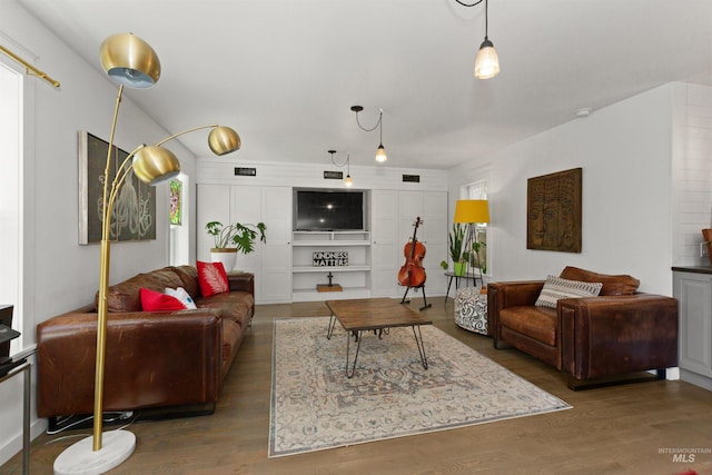 living area featuring wood finished floors