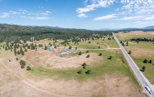 birds eye view of property with a rural view and a mountain view