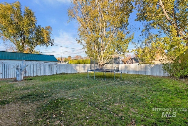 view of yard featuring a trampoline