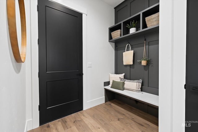 mudroom featuring light hardwood / wood-style flooring