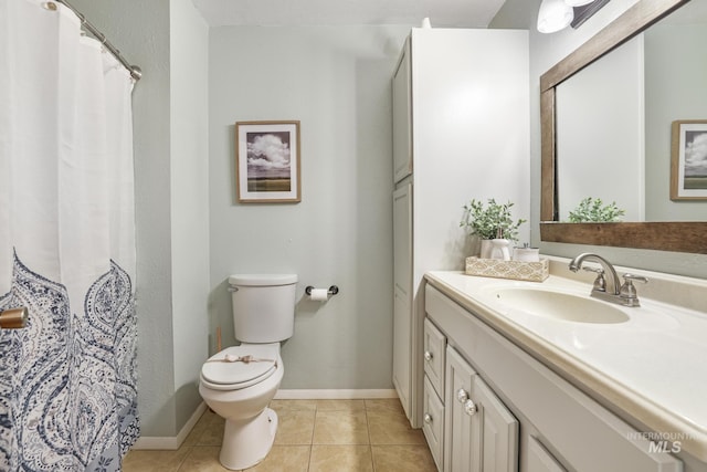 bathroom with tile patterned floors, toilet, and vanity