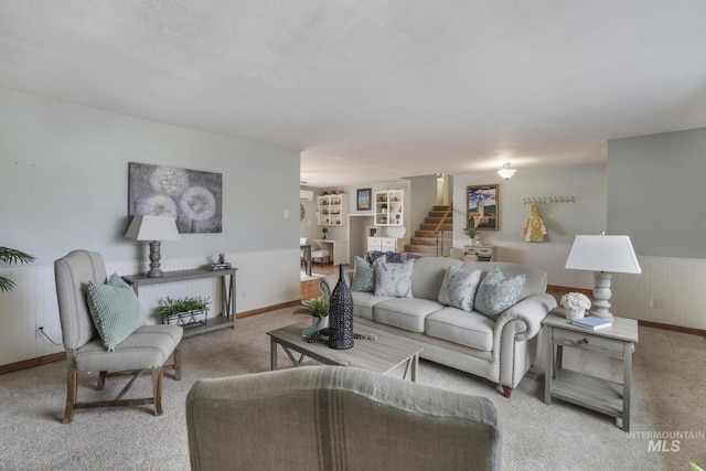 living room featuring carpet flooring