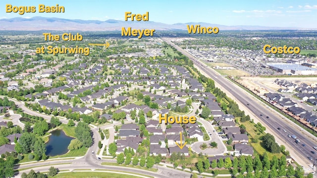 3998 W Caragana Ct, Meridian, ID 83646 - bird's eye view featuring a residential view and a water and mountain view