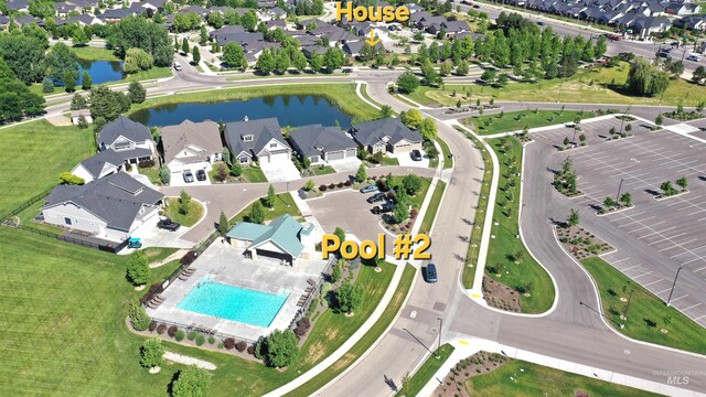 3998 W Caragana Ct, Meridian, ID 83646 - birds eye view of property with a water view and a residential view