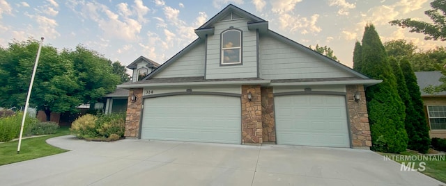 exterior space with a garage