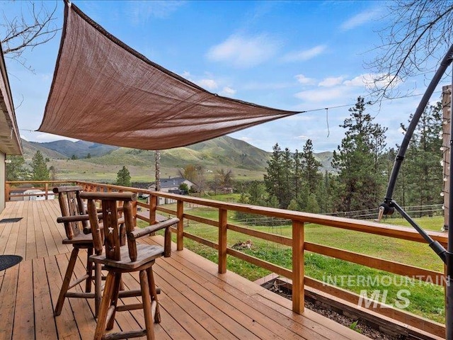 deck with a mountain view