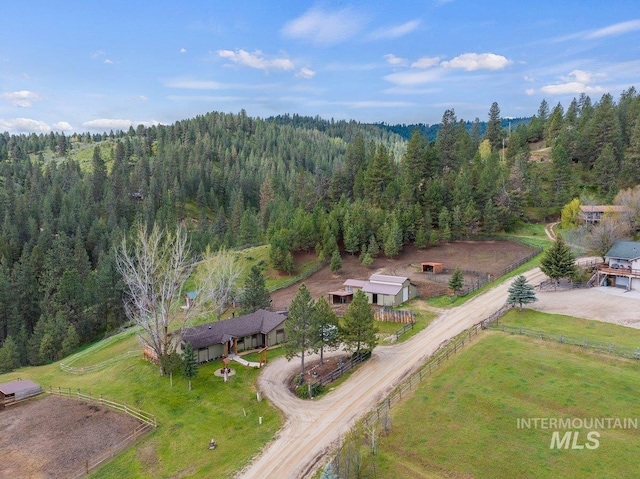aerial view with a forest view