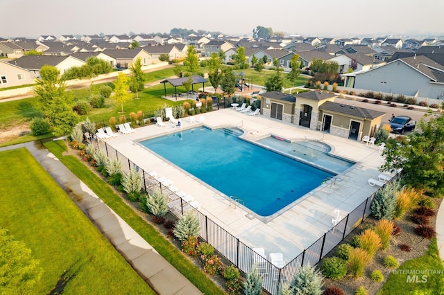 3795 W Tribute St, Meridian, ID 83642 - community pool with a residential view and a patio area