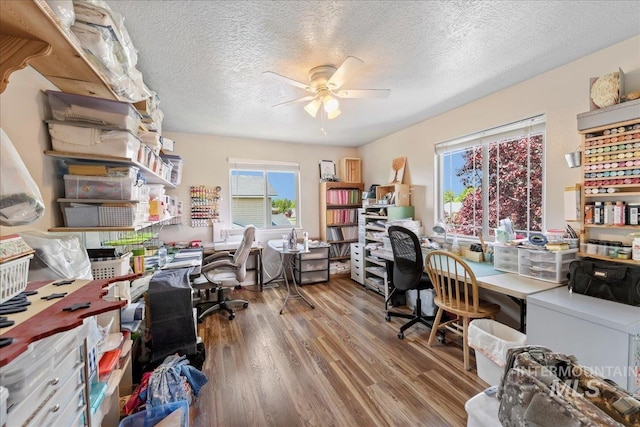 2175 W Willow Pointe Ave, Nampa, ID 83651 - office space featuring a ceiling fan, wood finished floors, and a textured ceiling