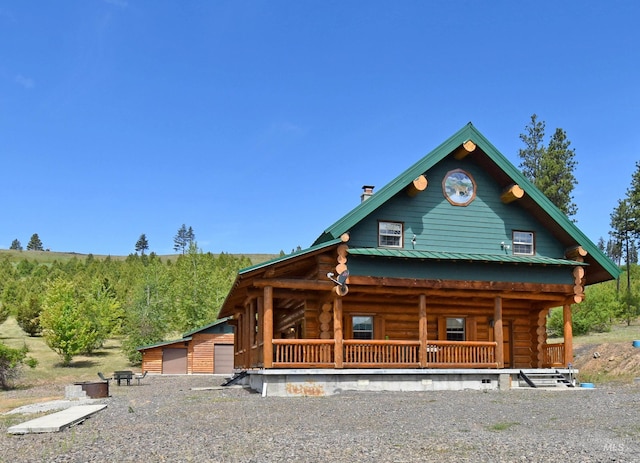 cabin with a porch