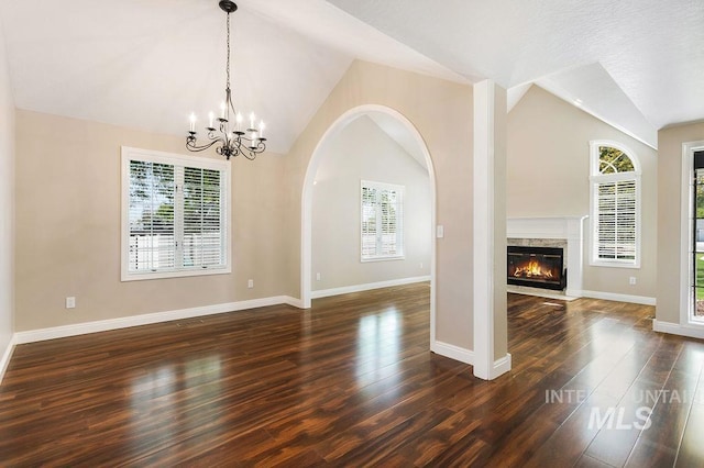 2500 W Orchard Ave, Nampa, ID 83651 - unfurnished dining area featuring a wealth of natural light, dark wood-style floors, and lofted ceiling