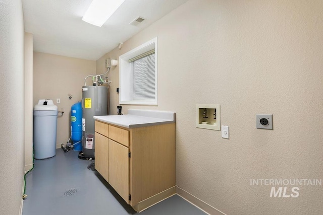 2500 W Orchard Ave, Nampa, ID 83651 - laundry room featuring visible vents, hookup for a washing machine, cabinet space, water heater, and hookup for an electric dryer