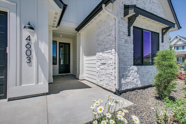 4603 S Hennessy Ave, Meridian, ID 83642 - entrance to property with board and batten siding and stone siding