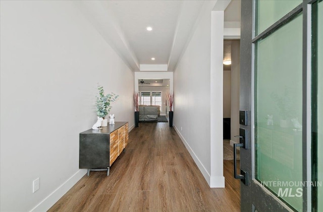 4603 S Hennessy Ave, Meridian, ID 83642 - hall featuring wood finished floors and recessed lighting