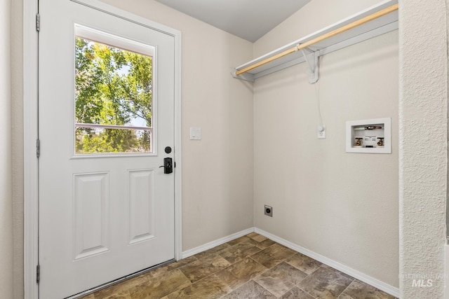 315 Bard Ave, Middleton, ID 83644 - laundry room featuring hookup for an electric dryer, hookup for a washing machine, baseboards, and stone finish floors
