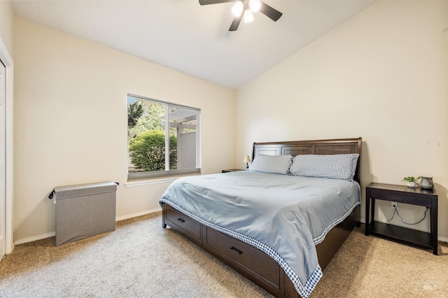 3189 S Kramer Ln, Boise, ID 83706 - carpeted bedroom with baseboards, a ceiling fan, and vaulted ceiling