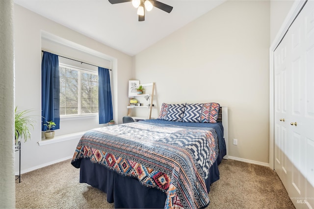 3189 S Kramer Ln, Boise, ID 83706 - bedroom with carpet floors, baseboards, a closet, and lofted ceiling