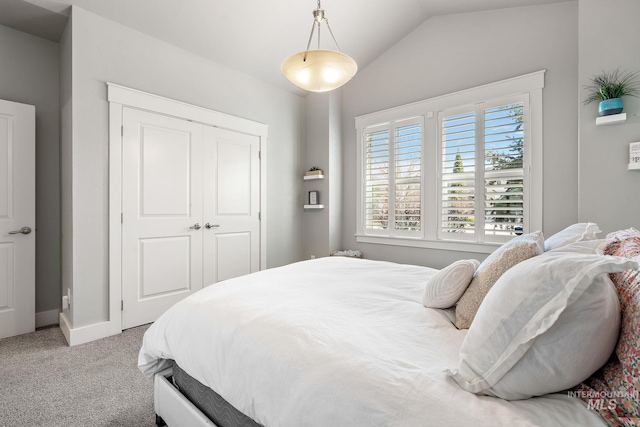 1315 N Luge Ave, Eagle, ID 83616 - bedroom with carpet flooring, lofted ceiling, baseboards, and a closet