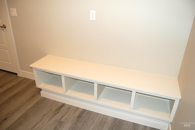 mudroom with wood-type flooring