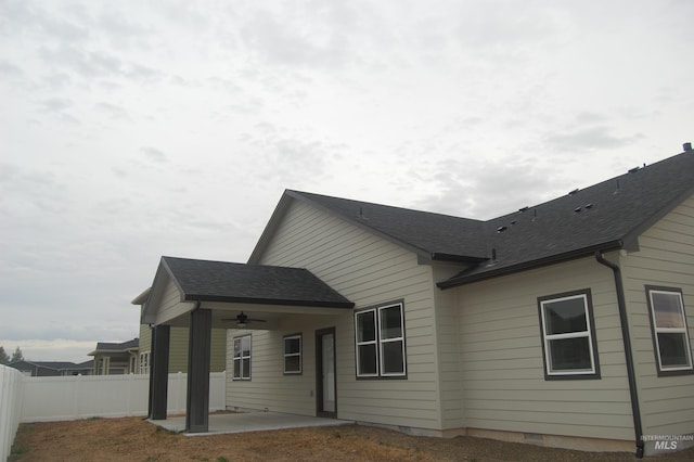 exterior space with a patio and ceiling fan