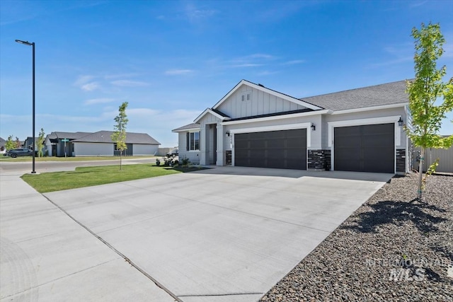 19339 Susquehanna Way, Caldwell, ID 83605 - modern farmhouse style home with an attached garage, board and batten siding, and concrete driveway