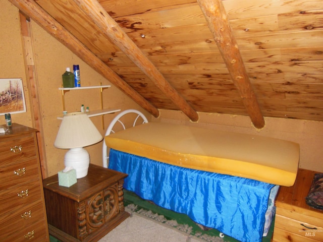 3695 W Mountain Rd, Anatone, WA 99401 - bedroom featuring wooden ceiling and beam ceiling