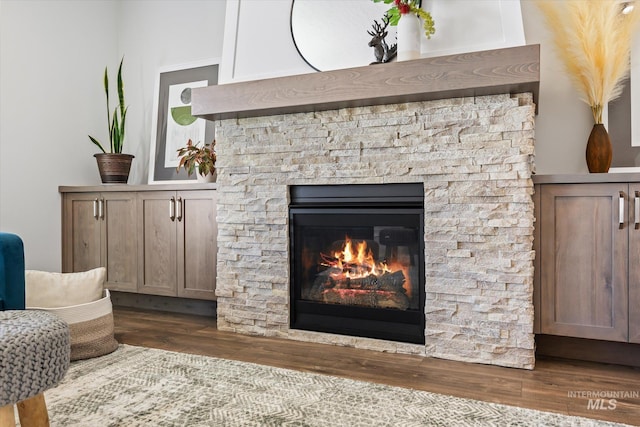 6086 S Sachet Ave, Meridian, ID 83642 - interior details with a fireplace and wood finished floors