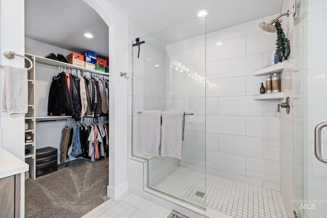 6086 S Sachet Ave, Meridian, ID 83642 - full bath with recessed lighting, a walk in closet, and a shower stall