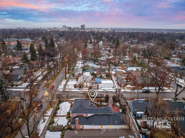 aerial view with a residential view