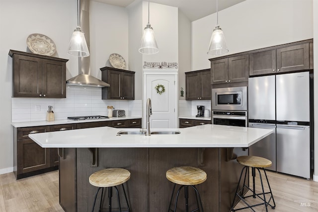 1010 Blueridge Dr, Kimberly, ID 83341 - kitchen featuring appliances with stainless steel finishes, dark brown cabinets, and light wood-type flooring