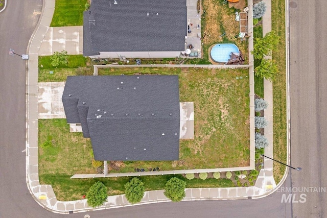 aerial view of a pool