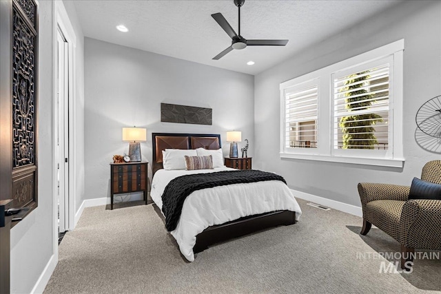 1427 N Morehouse, Eagle, ID 83616 - bedroom featuring carpet flooring, baseboards, recessed lighting, a ceiling fan, and a textured ceiling