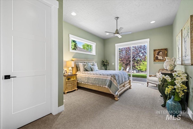 1427 N Morehouse, Eagle, ID 83616 - bedroom with access to exterior, carpet flooring, a textured ceiling, recessed lighting, and ceiling fan
