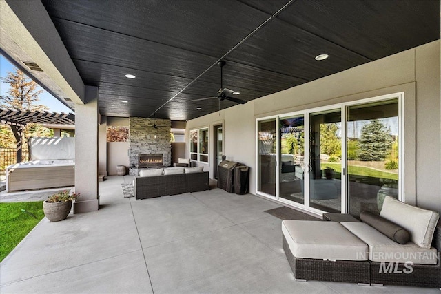 1427 N Morehouse, Eagle, ID 83616 - view of patio / terrace with an outdoor living space with a fireplace