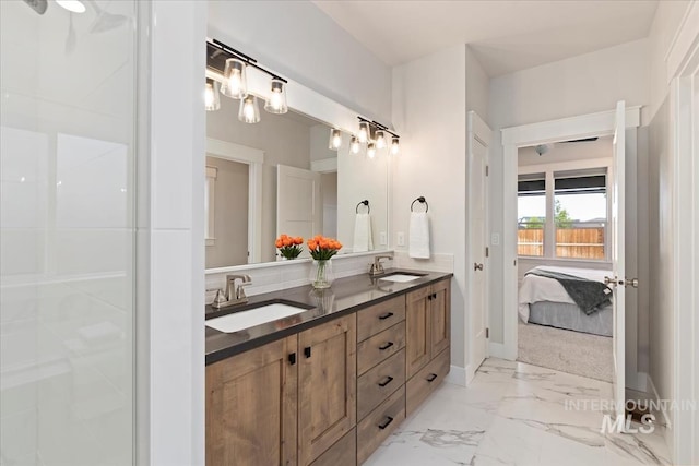 499 S Short Ln, Eagle, ID 83616 - full bath featuring double vanity, connected bathroom, and marble finish flooring