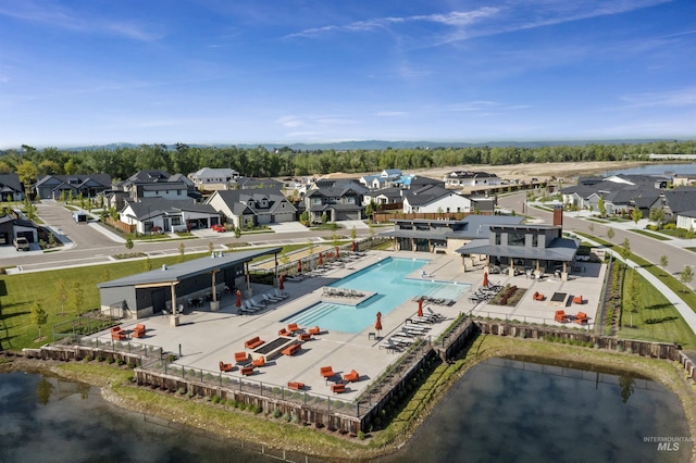 499 S Short Ln, Eagle, ID 83616 - aerial perspective of suburban area featuring a pool and a nearby body of water