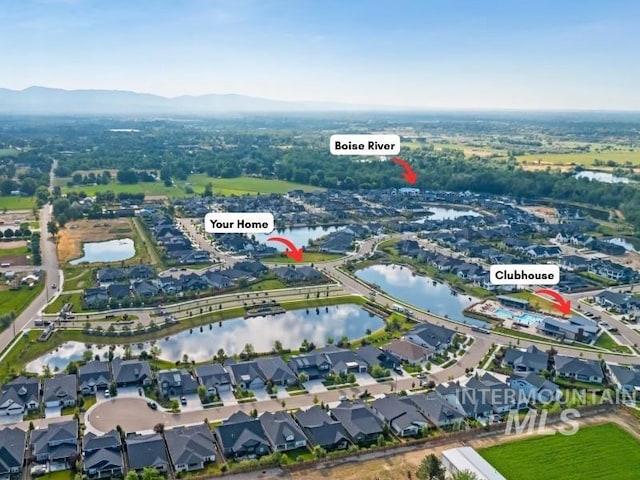 499 S Short Ln, Eagle, ID 83616 - aerial view of property and surrounding area featuring nearby suburban area and a large body of water