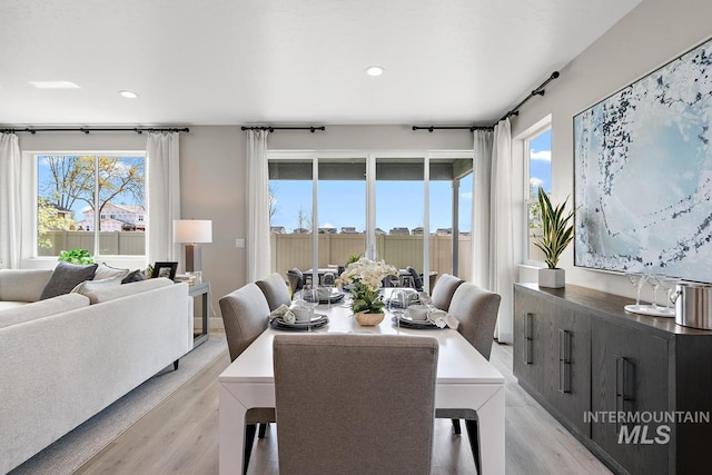 dining room with light hardwood / wood-style flooring