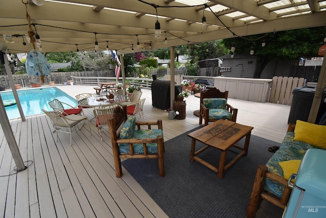 123 15th Ave, Lewiston, ID 83501 - deck featuring a pergola, a fenced backyard, and outdoor dining area