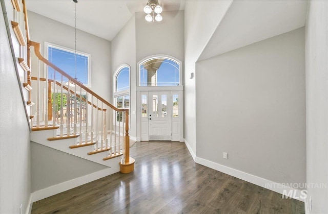 10539 W Merab Ct, Star, ID 83669 - foyer featuring a high ceiling, wood finished floors, and stairway