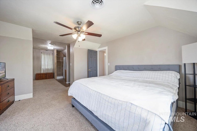 720 E Center St, Kimberly, ID 83341 - carpeted bedroom featuring lofted ceiling, baseboards, and a ceiling fan