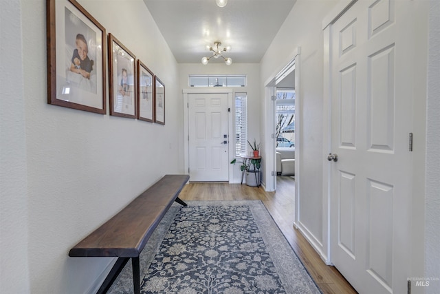 foyer entrance with wood finished floors