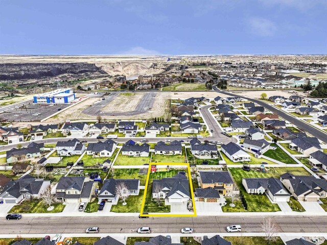 bird's eye view with a residential view