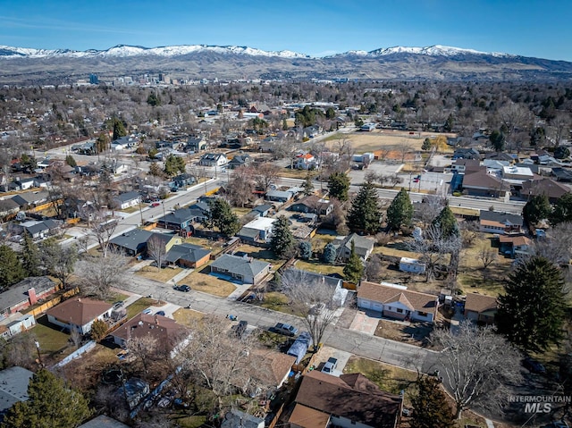 birds eye view of property featuring a residential view and a mountain view