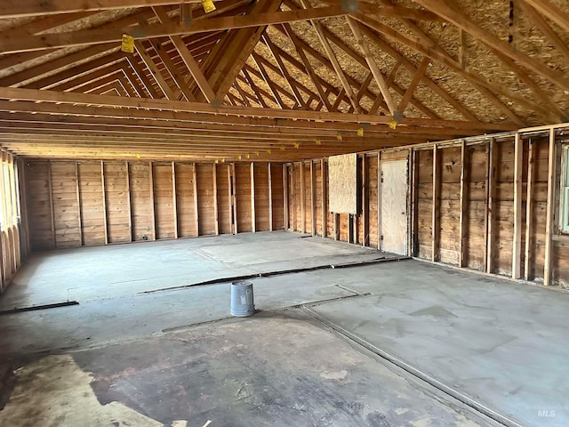 view of unfinished attic